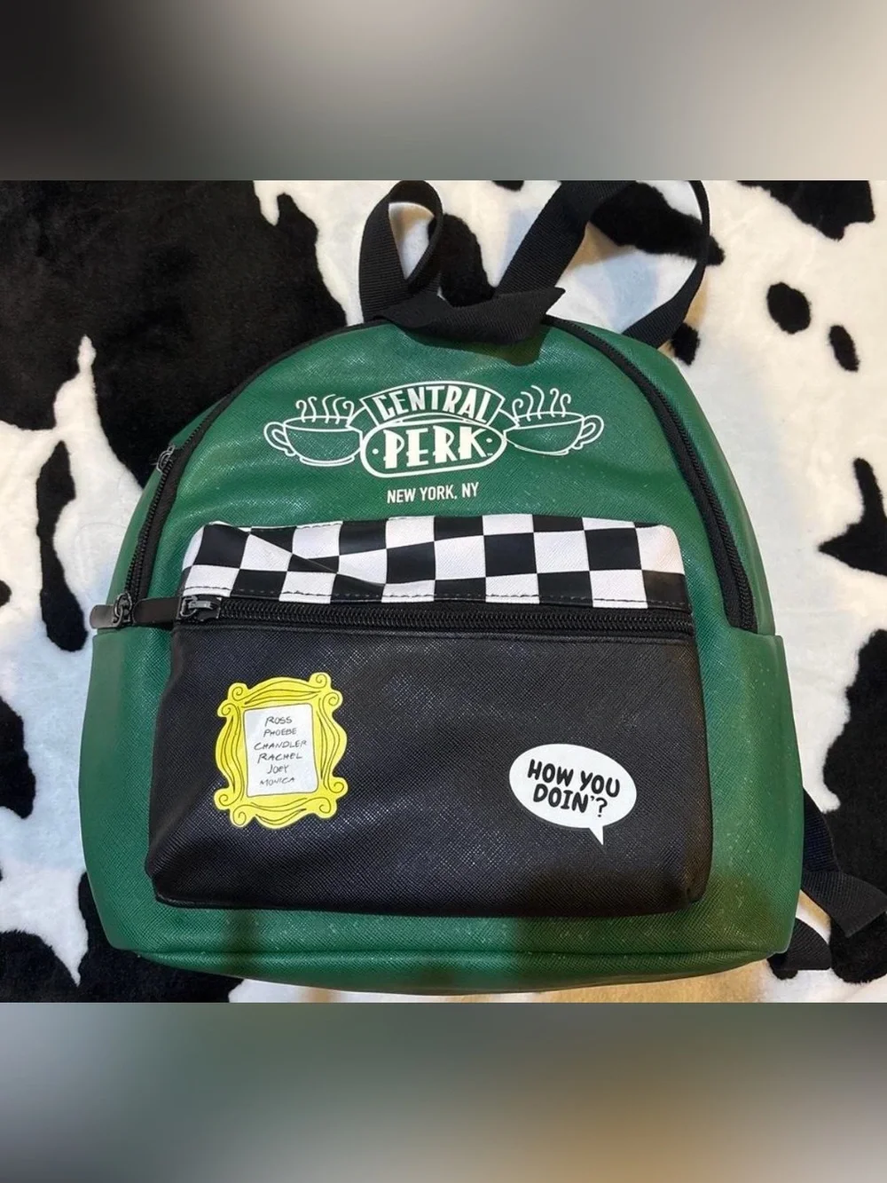 Green & Black Kids Backpack with Checker Accent